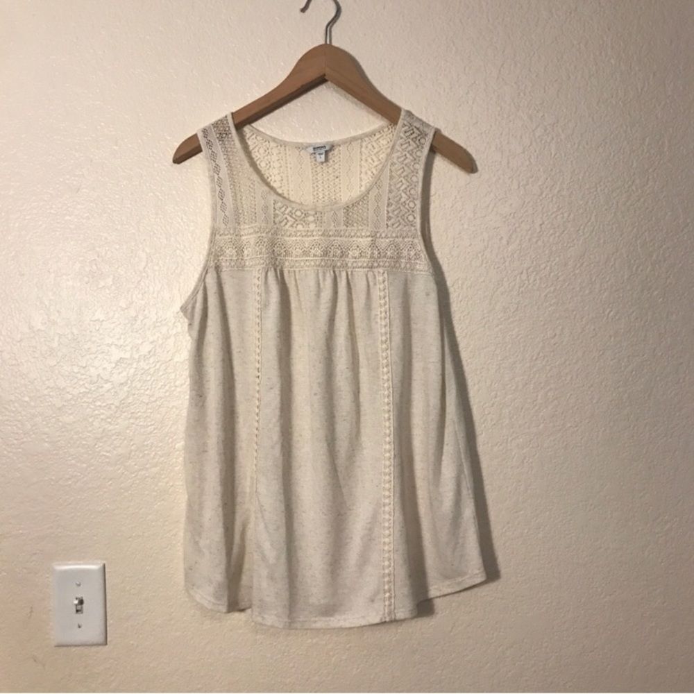 White Sonoma Embroidered Neckline Tank Top